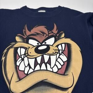 Vintage Trau & Loevner Medium Navy Blue Tazmanian Devil Pullover Graphic Sweater
